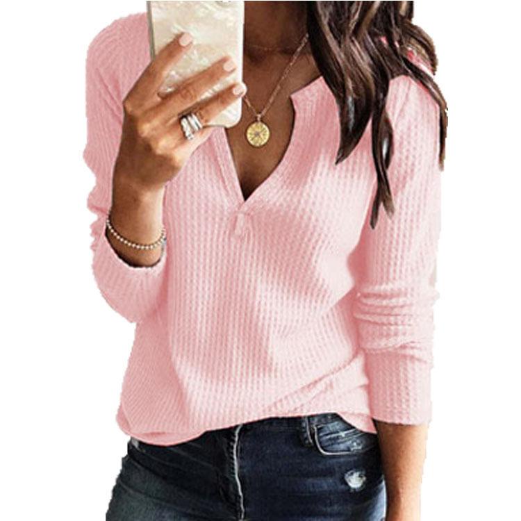Women Fashion Sexy Loose V-Neck Long Sleeve Solid Color Blouse New Model Blouse Suitable For Summer And Autumn Season