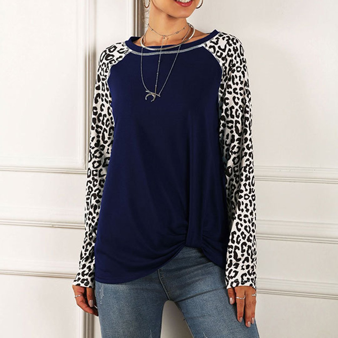 Autumn T-shirt for women, new model with leopard print and appliqués