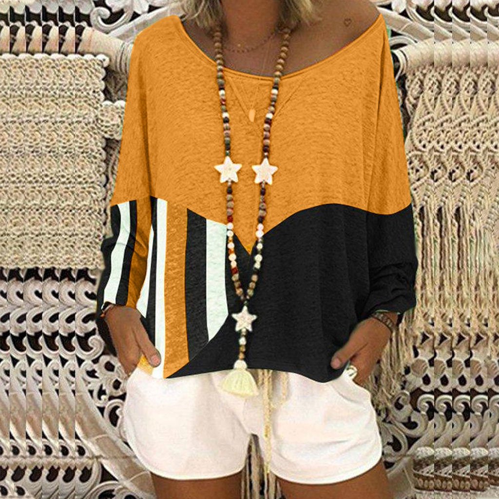 Women's Round Neck Long Sleeve Applique Pattern T-Shirt Blouse Suitable For Autumn Season