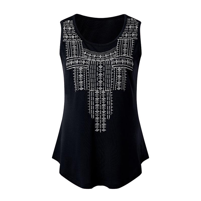 Sleeveless blouse for women, casual design with embroidery