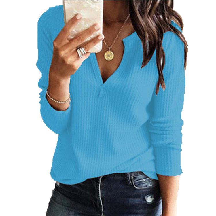 Women Fashion Sexy Loose V-Neck Long Sleeve Solid Color Blouse New Model Blouse Suitable For Summer And Autumn Season