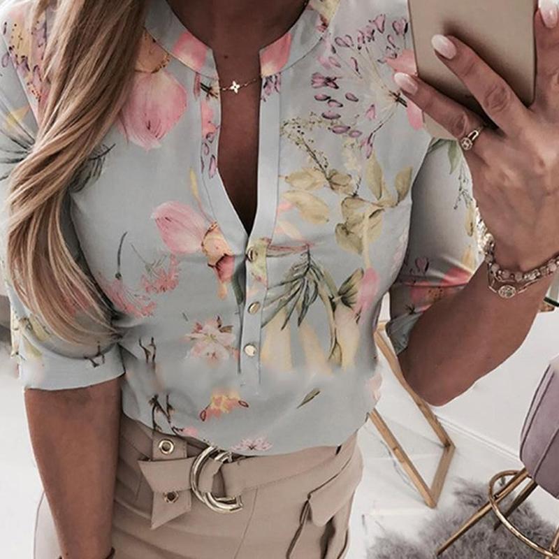 Women's T-shirt / Blouse Sexy Style Print Half Sleeve T-shirt Available in Four Colors Optional