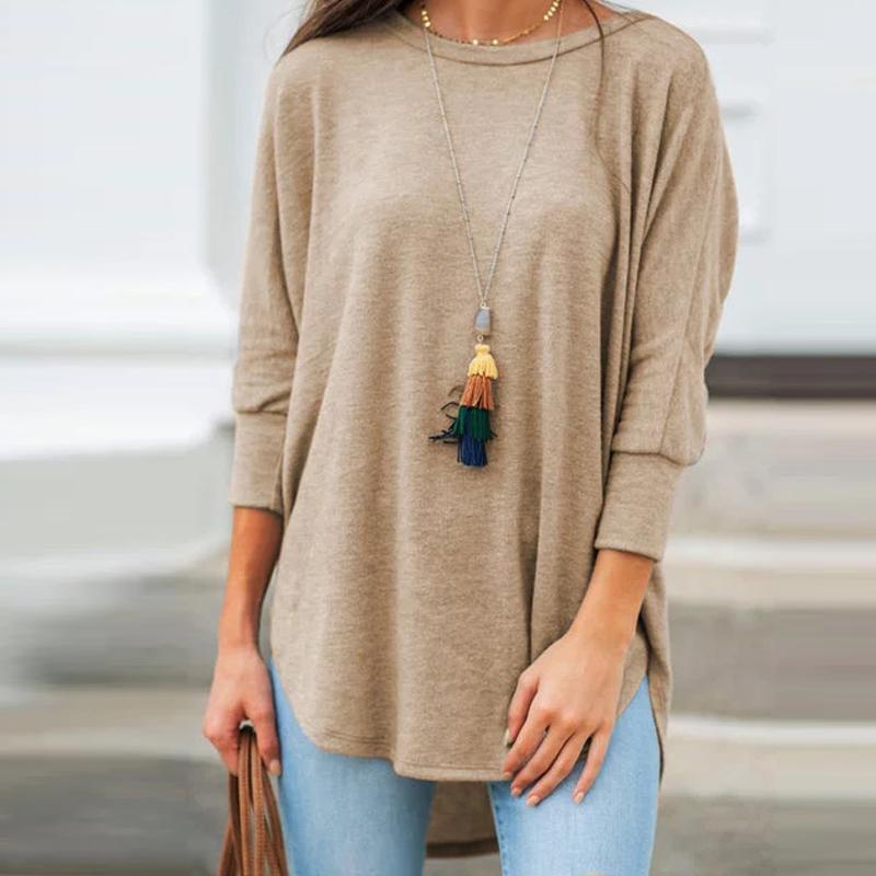 Irregular shape blouse for women, solid color, long sleeve blouse, suitable for leisure