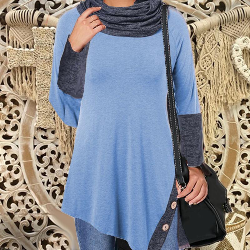 Women's Slim Comfortable Button Up Long Sleeve Contrast Color Blouse Suitable For Leisure And Autumn And Winter Season