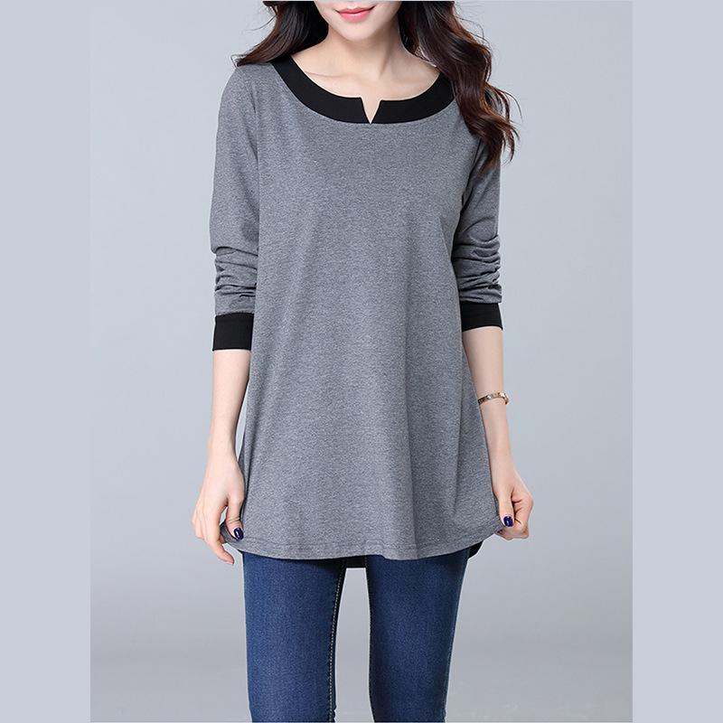 Women's Loose Blouse for Early Autumn, Long Sleeve T-Shirt