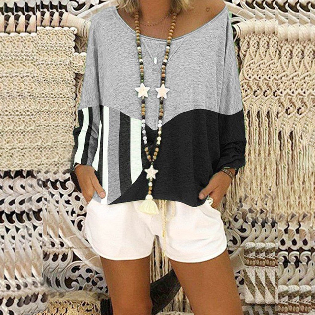 Women's Round Neck Long Sleeve Applique Pattern T-Shirt Blouse Suitable For Autumn Season