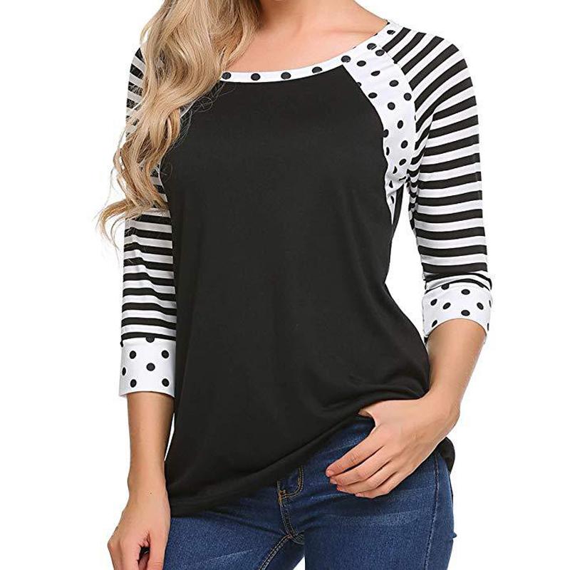 Autumn Women's Casual Print Round Neck Blouse