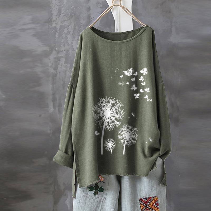 Women's Long Sleeve Round Neck Blouse, Casual Blouse